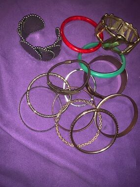 Mixed Metal and Resin Bangle Bracelet Bundle